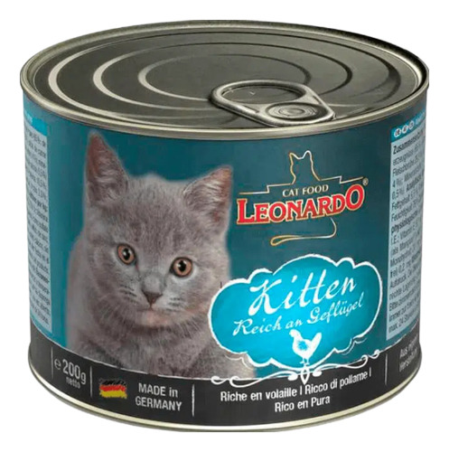 Leonardo® Lata Kitten Sabor Pollo 200grs Para Gatos