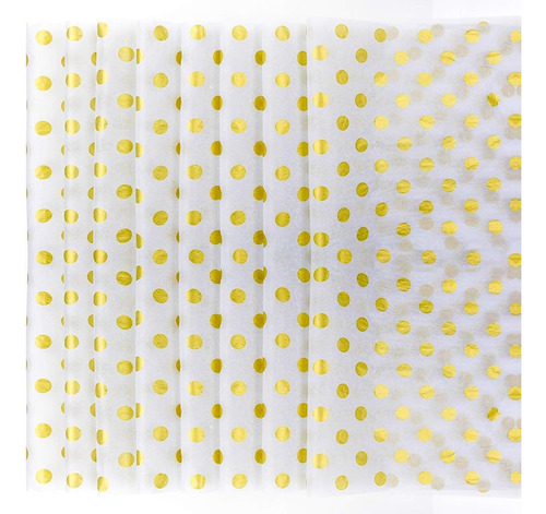 Teemico 50 Hojas Polka Dots Tissue Paper Gold Foil Dot Wrapp