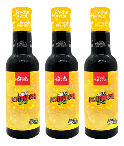 Salsa Botanera Negra 190ml paquete con 3 piezas Fresh Harvest
