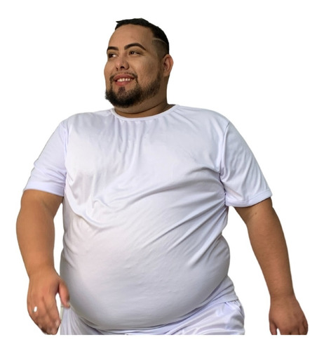 Camisa Masculina Plus Size Básica Sublimação Dryfit Branca