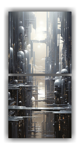60x30cm Cuadro De Arte Abstracto De Una Ciudad Cibernética