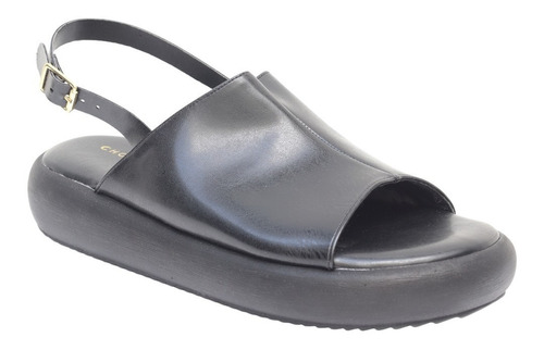 Sandalias Mujer Chocolate Tira Ancha Super Confort Alto 3cm