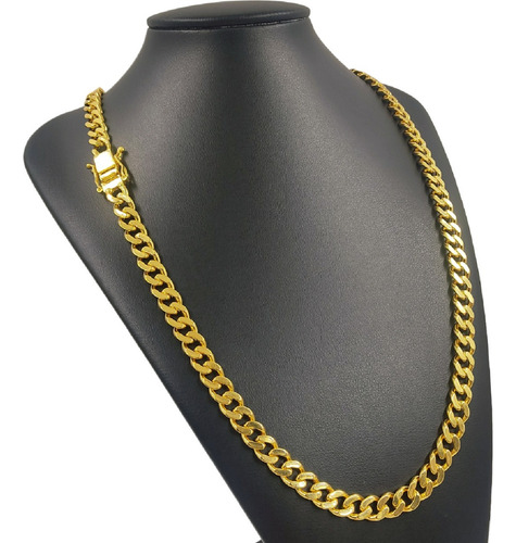 Corrente Pitbull Grossa 10mm Fecho 750 Banhada A Ouro 18k Cor Dourado
