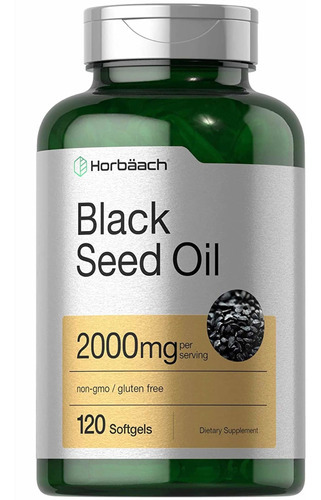 Black Seed Oil 2000mg (120 Cápsulas) Horbaach Hecho En E.u. Sabor Sin Sabor