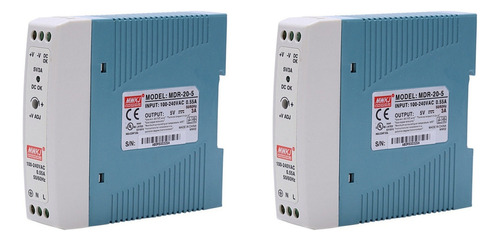 2x Mdr-20 5v 20w Din Rail Power Supply Ac-dc Driver