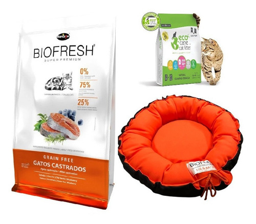 Imagen 1 de 3 de Biofresh Super Premium Gato Castrado 7.5 Kg Con Camita