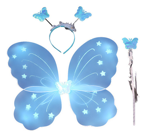 Set De Disfraz De Hada Azul Para Niñas Con Alas Y Diadema