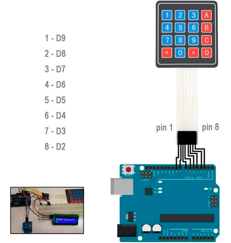 Teclado Matricial 4x4 De 2 Peças Para Arduino