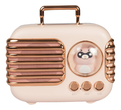 Radio Retro Parlante Mini Inalámbrico Portátil Con Mascotas Color Rosa
