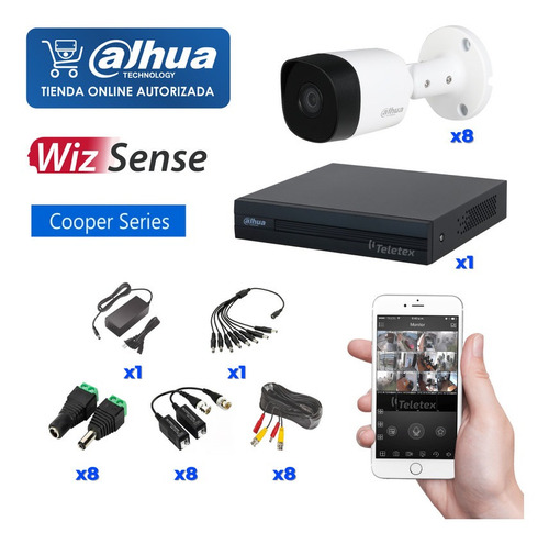 Kit De Seguridad Dahua Cctv 8 Ch Xvr I 8 Bullet 2mp