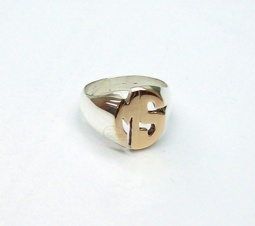 Anillo Sello Oval Con 2 Letras Caladas En Oro 18 