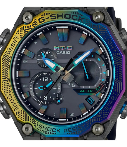 Reloj Casio G-shock Mtg-b2000 Para Caballero Correa Negro Bisel Negro Fondo Negro