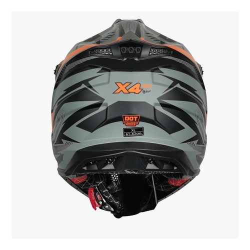 Imagen 5 de 7 de Casco Para Motociclista Cross X4-go Kov Verde Naranja Dot Color Verde-naranja Tamaño Del Casco S
