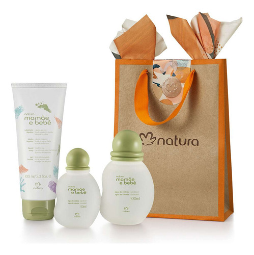 Natura presente Kit mamãe e bebê sabone liq + colonia 100ml + colonia 50ml 