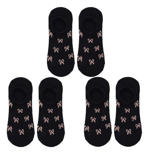 3pairs New Bow Boat Socks Invisible Soft Cotton Crew Socks