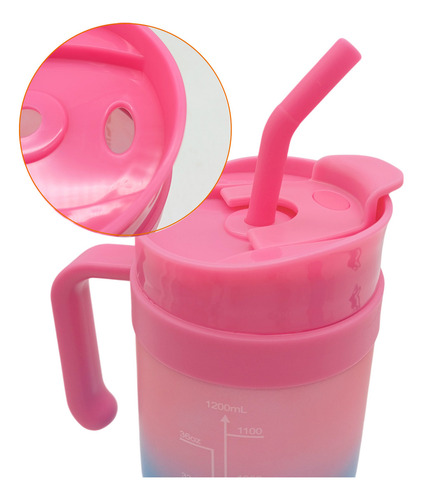 Set 3 botellas deportiva motivacional plástico Hsk color rosa 1200mL 800mL 200mL