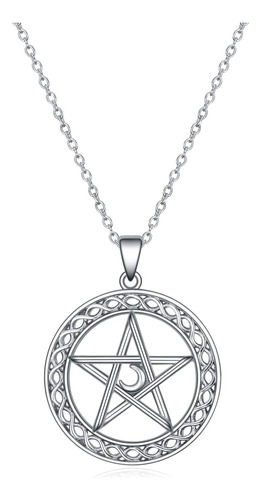 Yfn Plata Esterlina Pentagrama Pentáculo Colgante Collar