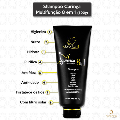 Shampoo Curinga 8 Em 1 Multifunção Clorofitum 500ml