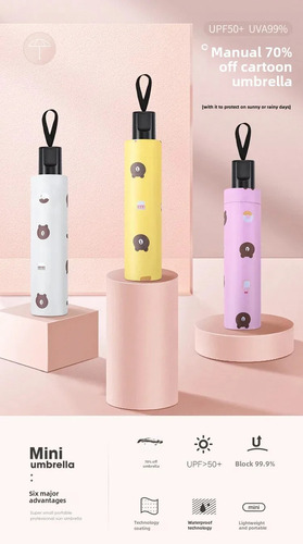 Paraguas De Protección Uv Plegable De Color Sólido