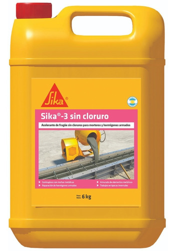 Sika Sin Cloruro X 6 Kg Fragüe P/ Hormigon Acelerante Sika 3