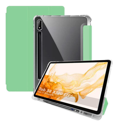 Capa Tab S8 X700 X706 Smart Magnética Premium - Verde Menta