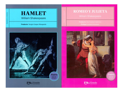 Pack Libros Shakespeare Hamlet + Romeo Y Julieta Teatro 