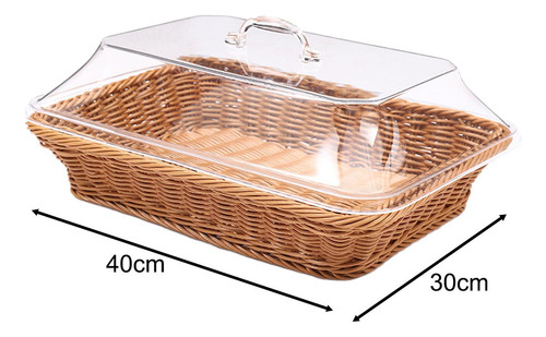 Cesta De Pan Tejida Con Tapa, Bandeja Para Servir, Medio