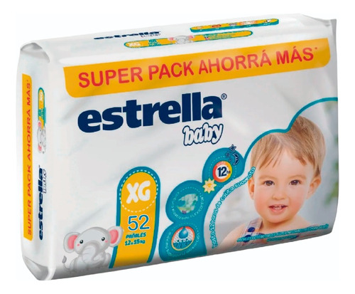 Pañales Estrella Baby Super Pack Xg X 52 Un