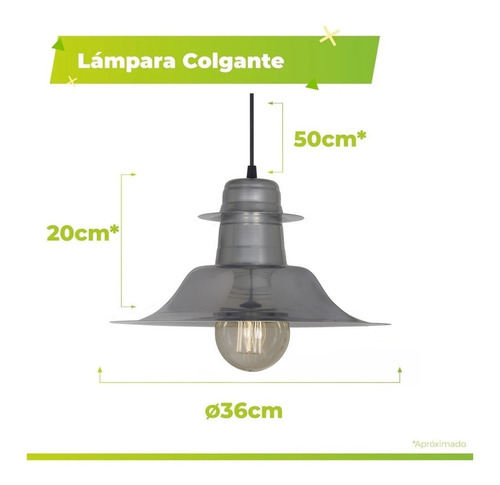 Lámpara colgante led de techo Ferrolux Sombrero C-115 color gris 220V