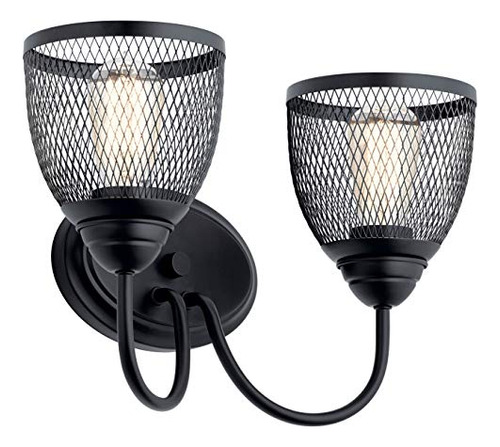 Lámpara De Baño Kichler Voclain 16puLG 2 Luces Negra