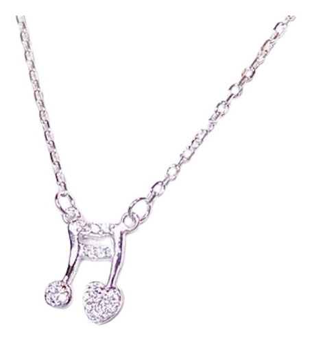 Imagen 1 de 5 de Conjunto Dije Nota Musical Plata 925 C/ Cubic Cadena B