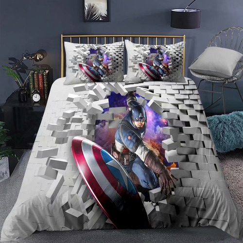 Impresión 3d Capitán América Funda De Edredón Suave