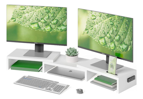 Bontec Soporte Elevador De Doble Monitor Con Soporte Para Sm