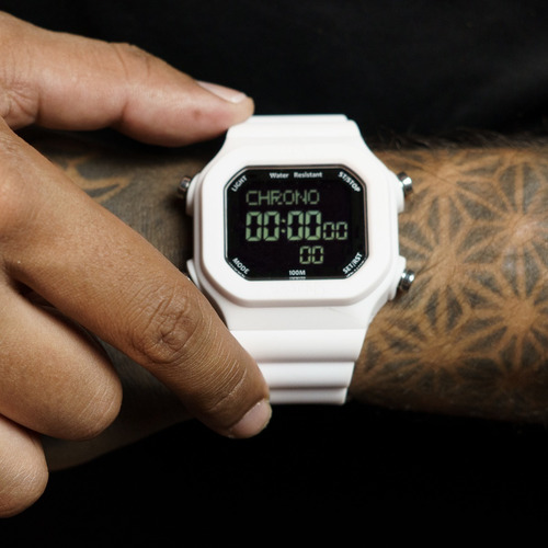 Reloj deportivo digital para hombre Champion Yot Waterproof, color de la correa: blanco