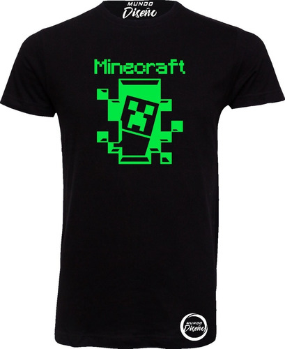 Polera De Hombre Manga Corta Minecraft Creeper