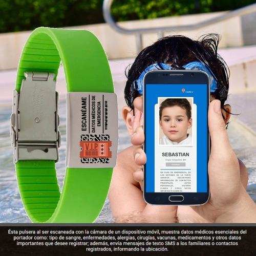 Imagen 3 de 7 de Pulsera De Identificación Para Emergencias Con Código Qr.