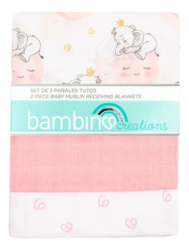 Pañales Tutos De Muselina Elefante Rosa Bambino