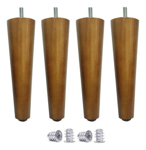 Pé Palito 30cm Madeira Sofá Puff Camabox Recamir Poltrona Mesa Banco+ Bucha Americana Para Usar Reto Kit 4 Pés