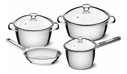 Batería De Cocina Allegra 4 Pz Tramontina Acero Inoxidable