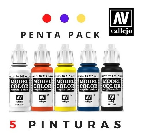 Pintura Acrílica Vallejo - Penta Pack  (5 Unidades)
