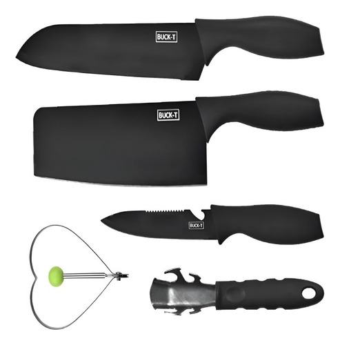 Set De Cuchillos De Cocina 5 Piezas Negro Kit 5 En 1 /ryc