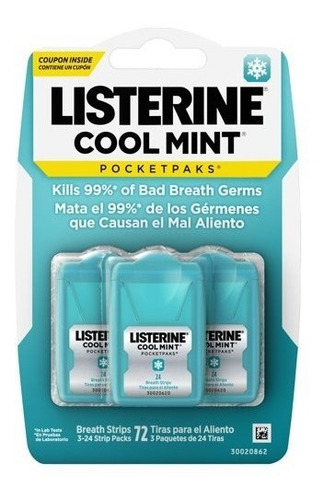 Listerine Laminas To Go Travel Size Cool Mint 3 Pack Pocket