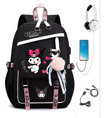 Mochila Kuromi De Gran Capacidad Adecuada Para Adolescentes Color 01