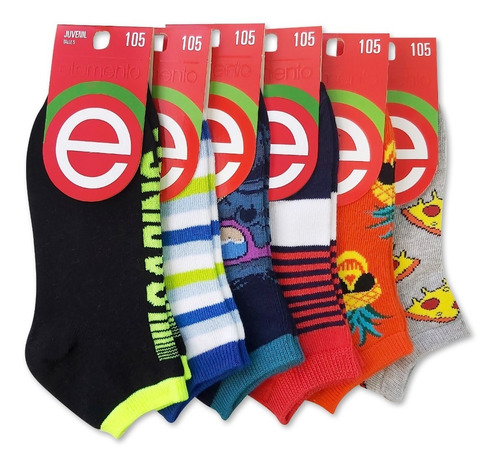 Pack X12 Elemento Soquetes Juvenil Estamp/liso Art 105 T 4/5