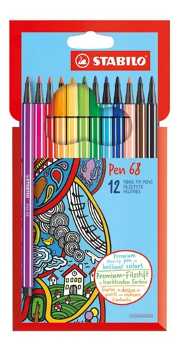 Marcadores Stabilo Pen 68 X 12 Colores En Caja De Cartón