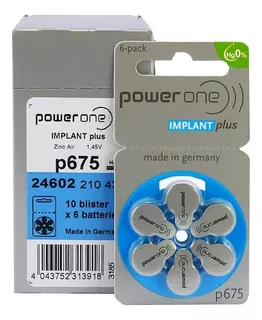 Baterias P675 Powerone Implant Plus Implante Coclear 60