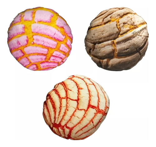 3 Cojines Concha De Chocolate Fresa Vainilla Decorativo