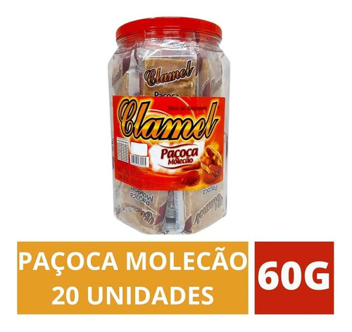 Doce De Paçoca Molecão Clamel Pote Com 20 Unidades De 60g 