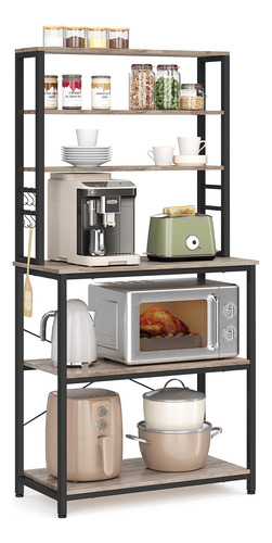 Estante Para Cocina De 80 Cm Con 6 Niveles Y Ganchos