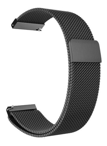 Pulseira De Malha De Aço Compatível Com Relógio E Smartwatch Cor Preto Largura 22 mm